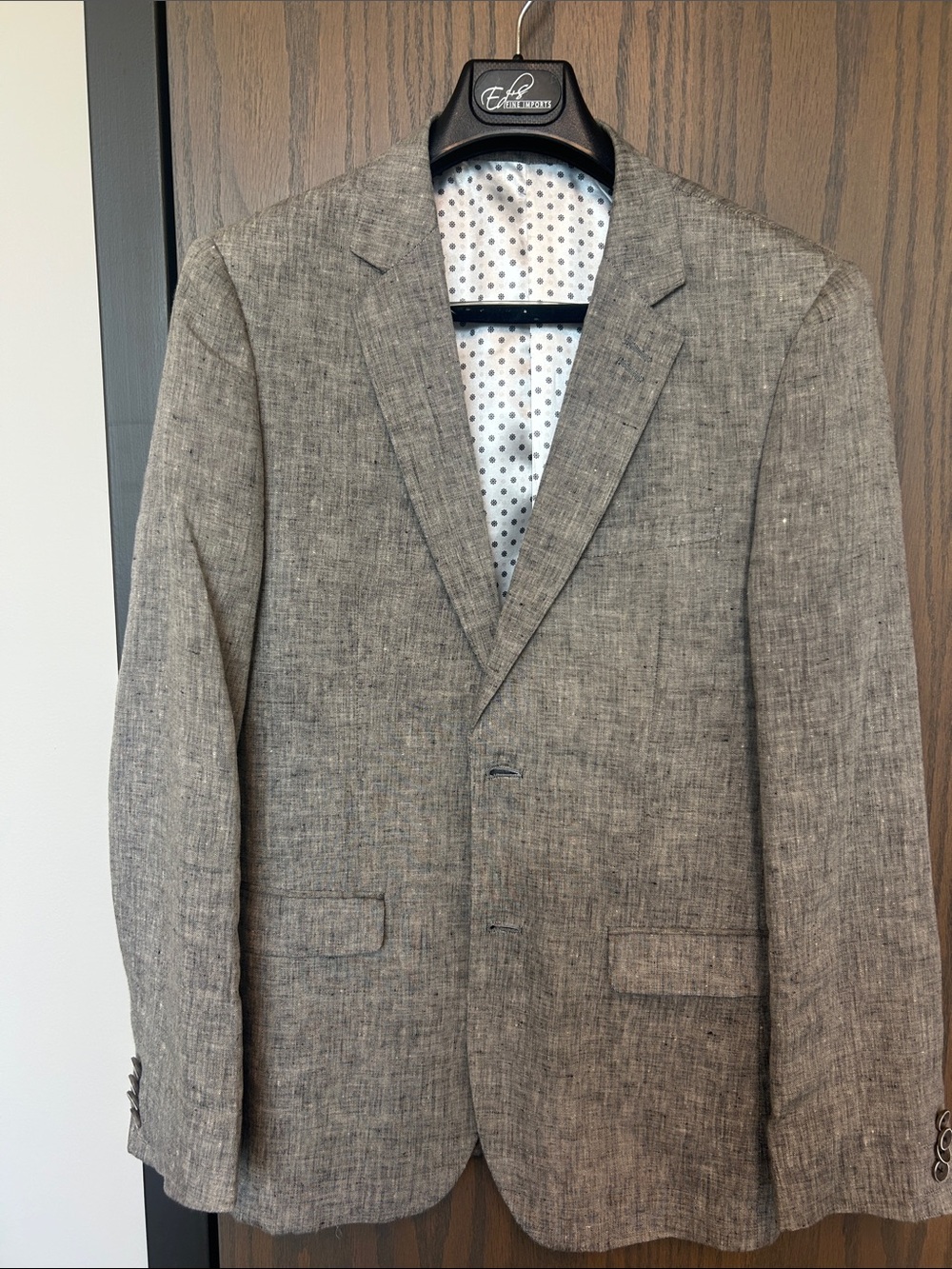 Men's Heather Gray Linen-Blend Sport Coat with Notch Lapel